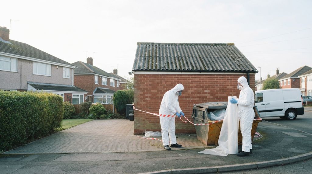 Cordoned garage demolition